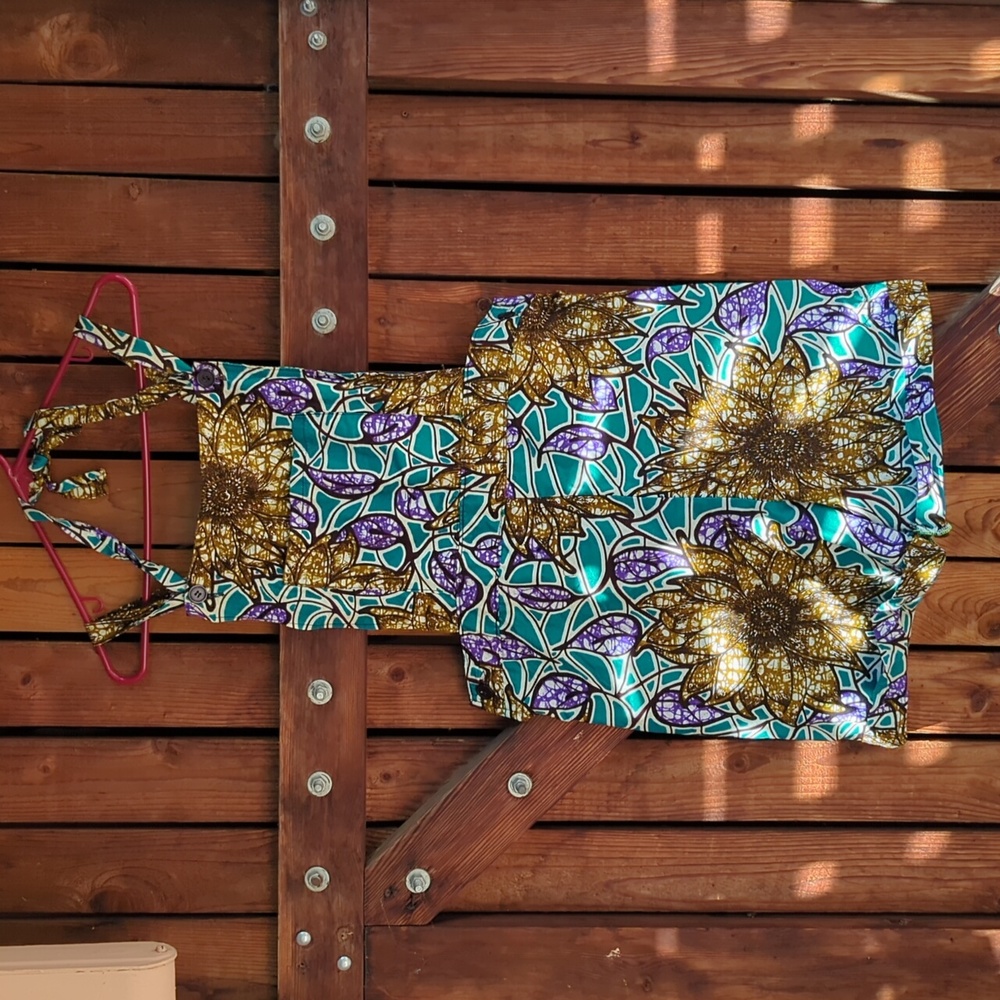 Batik print overall shorts
